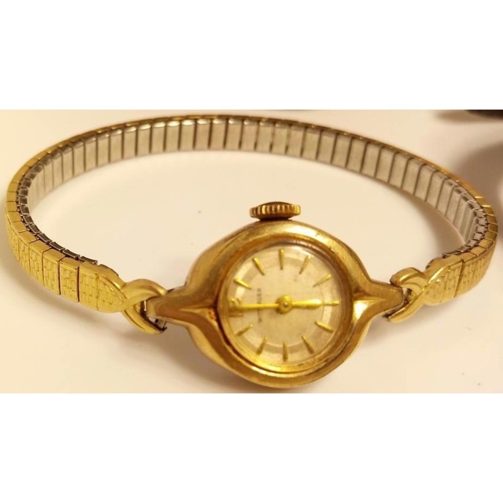 Wittnauer Watch Womens 10 K Rolled Gold Plated 10KRGP Vintage S&W Flexible Band